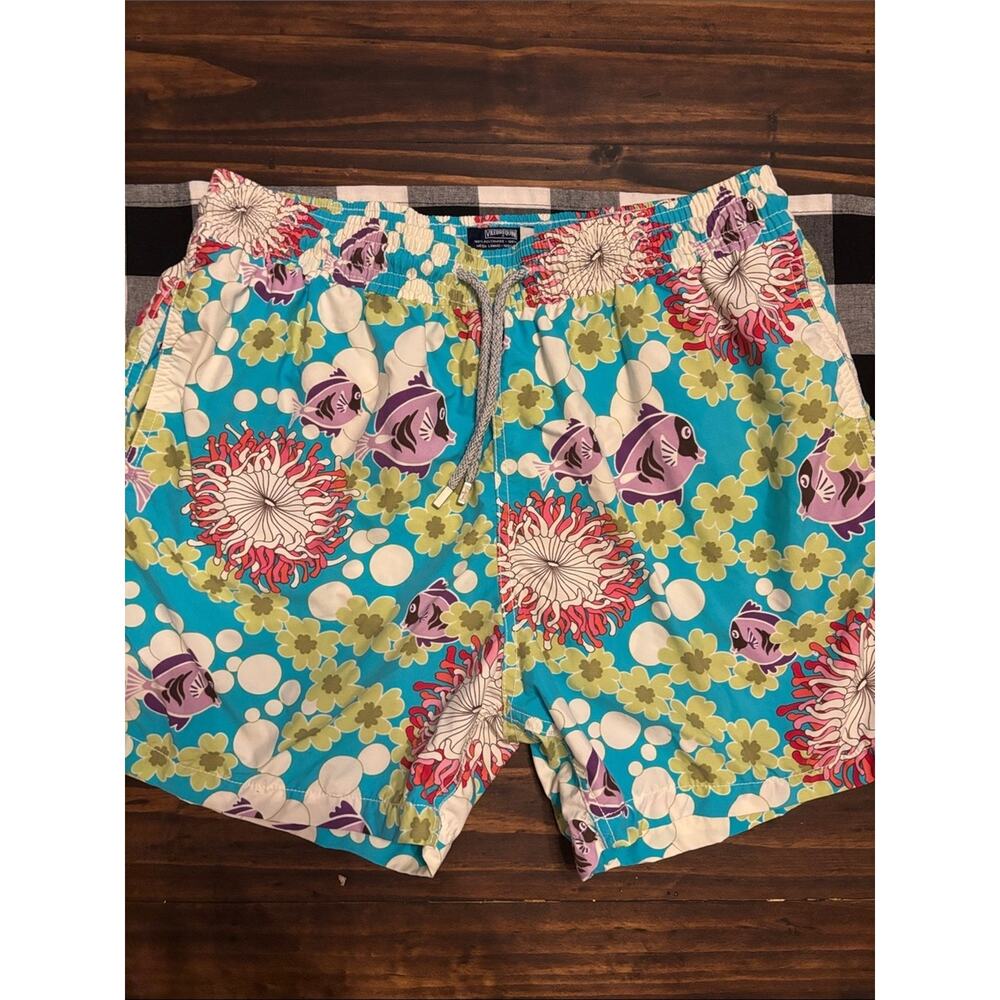 Vilebrequin Fish And Anenome Tropical Print Swim Trunks xl